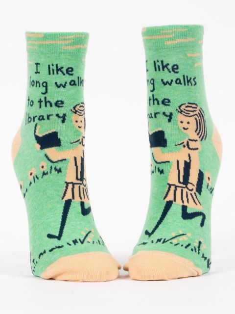 Blue Q socks -  Women's ankle sock - I like Long Walks to the Library