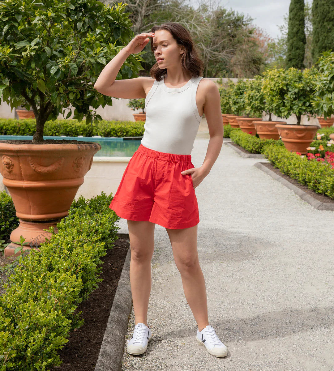 Father Rabbit Red Father Rabbit Poplin Short - Apple Red – Wanda Harland
