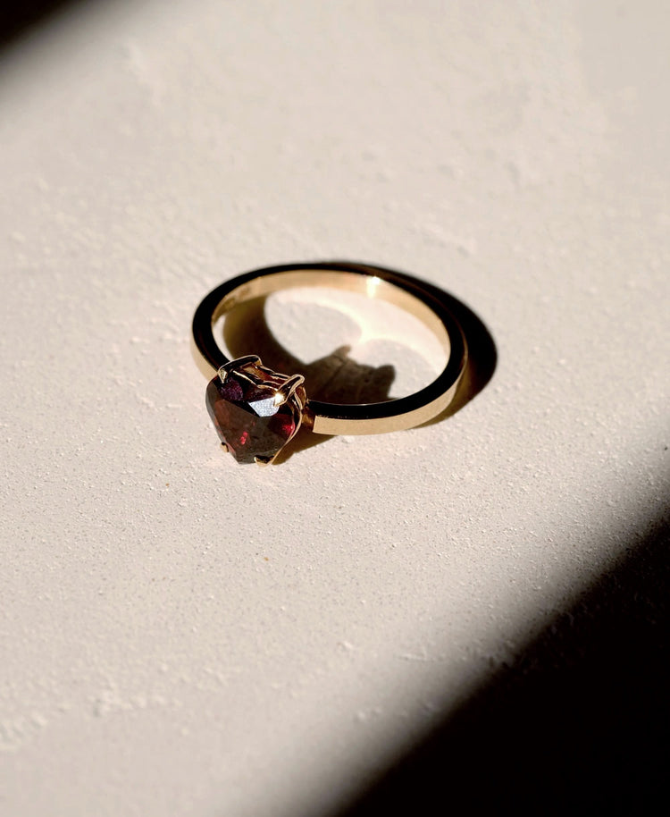 Meadowlark Heart Jewel Ring - Gold Plated & Thai Granet