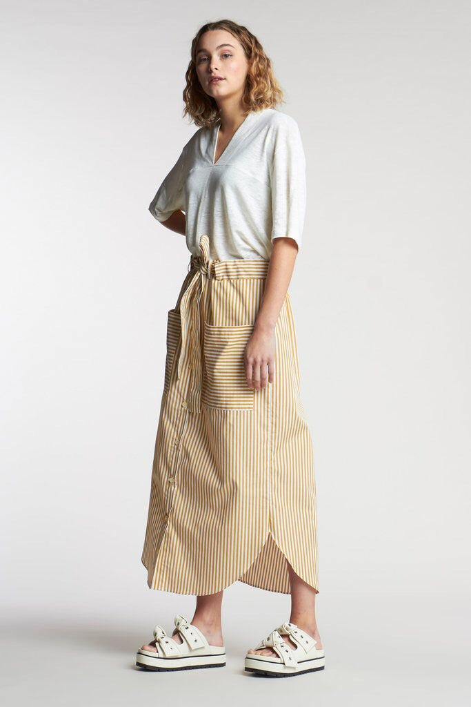 Kloke Bowed Stripe Skirt - Ochre