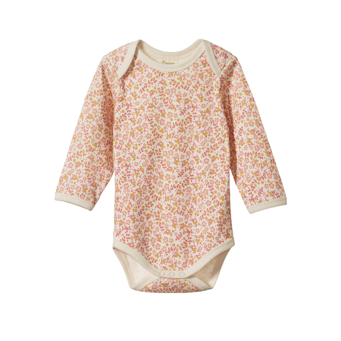 Nature Baby Kimono Long Sleeve Bodysuit - Daisy Belle Print