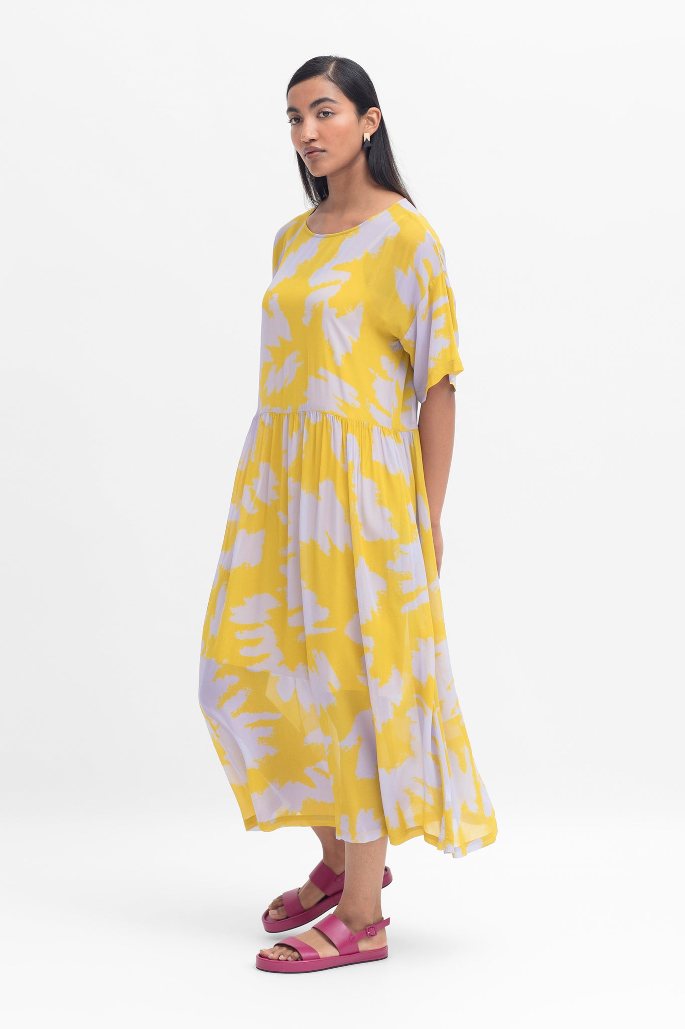 Elk Ravnen Sheer Dress - Saffron Naemi Print